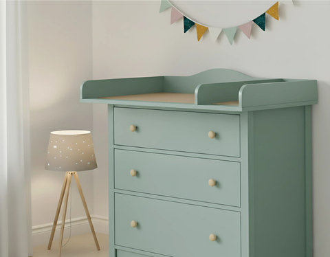 KraftKids pusleplade XXL pastelgrøn ekstra bred 108 cm med skillevæg til 108 cm bred HEMNES