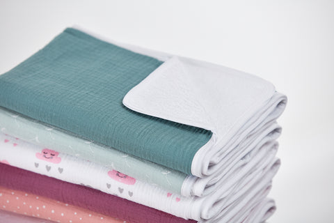 Pusleunderlag muslin nilblå