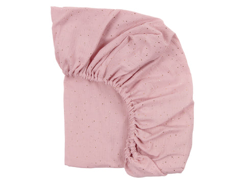 Monteret lagen muslin gyldne prikker på pink
