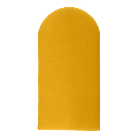 Ein gelber, ovaler KraftKids Wandpaneel abgerundeter Doppelkrepp mit glatter Oberfläche ist auf weißem Hintergrund abgebildet - ideal für die moderne Wandgestaltung.