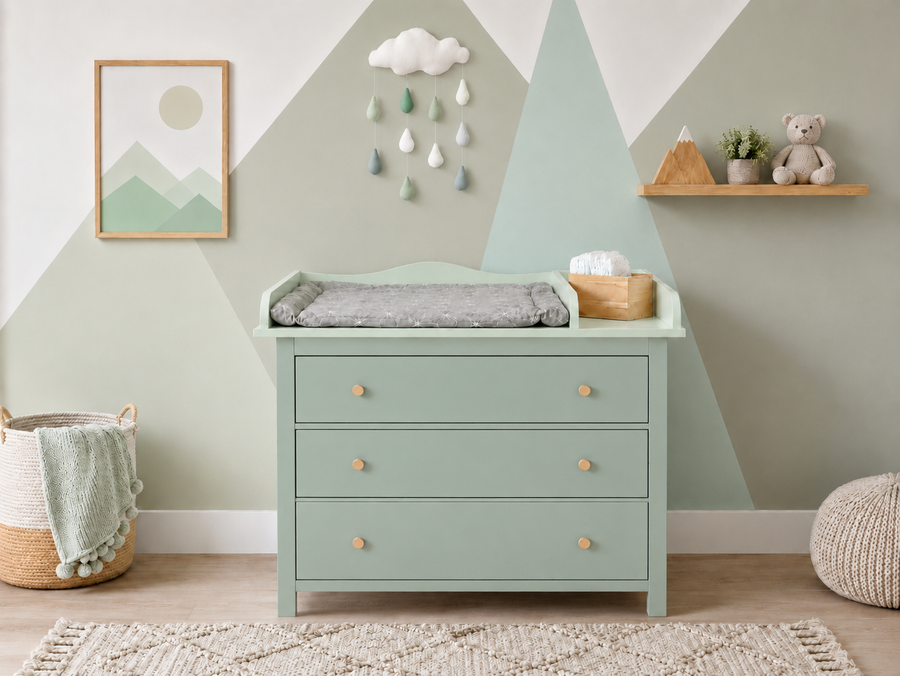 KraftKids pusleplade XXL pastelgrøn ekstra bred 108 cm med skillevæg til 108 cm bred HEMNES