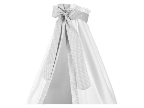 Sengehimmel små blade lysegrå på hvidt