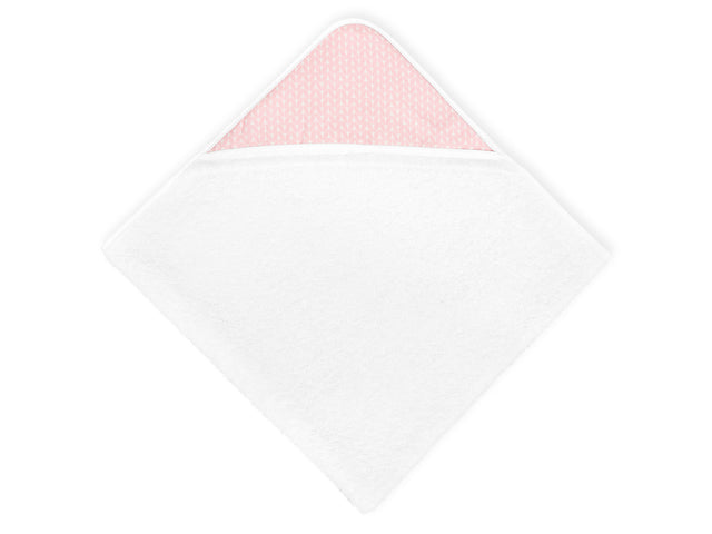 Hætte håndklæde små blade pink på hvidt