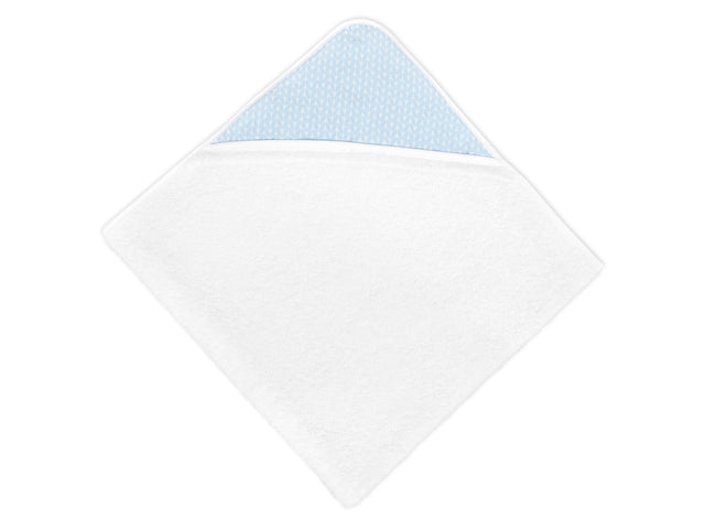 Hætte håndklæde små blade lyseblå på hvid