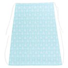 KraftKids Sonnensegel weiße Pfeile auf Mint: hellblaue Schürze mit weißem Pfeilmuster, weißer Halsschleife und Taillenbändern, stilvoll in Szene gesetzt vor einem schlichten weißen Hintergrund.