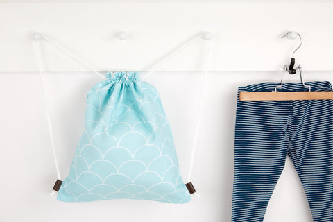 Gymnastiktaske hvide halvcirkler på pastel mynte