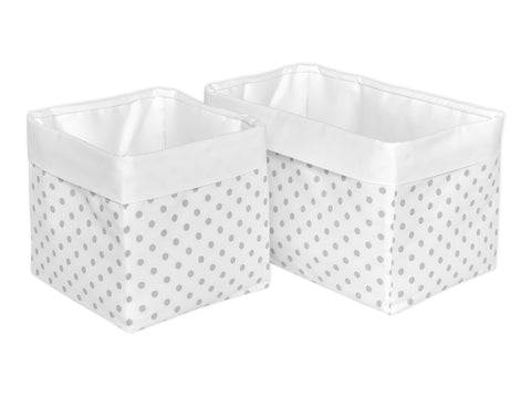 Almindelig hvid kurv med grå prikker på hvid