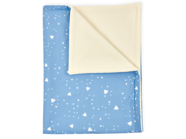 Babytæppe afrundede trekanter hvid på blå