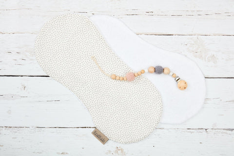 Bøvse klud grå uregelmæssige prikker på hvidt