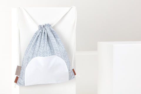 Gymtaske hvidt fjermønster på grå