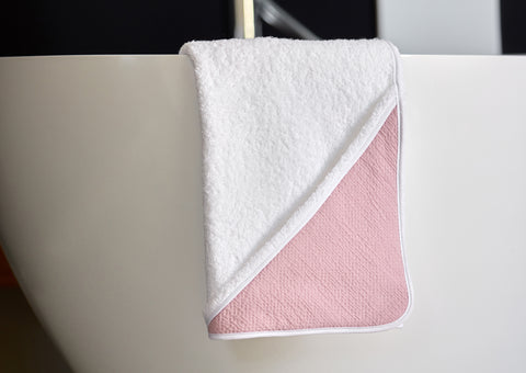 Hætte håndklæde dobbelt crepe pink