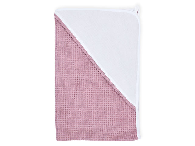 Hætte håndklæde almindelig hvid vaffel piqué pink