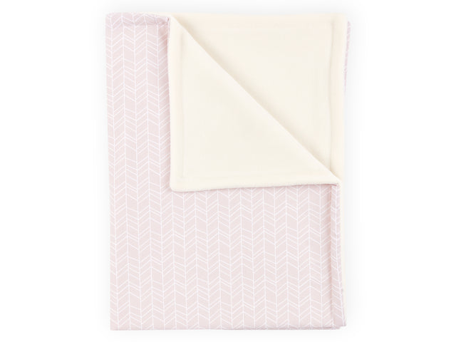 Babytæppe hvidt fjermønster på pink