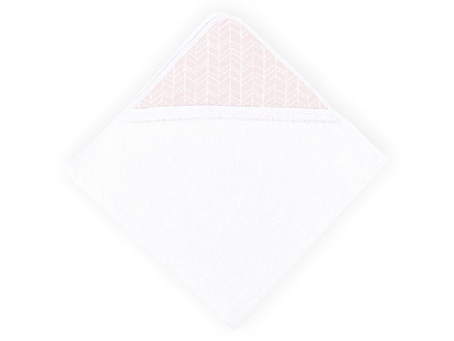 Hætte håndklæde hvidt fjermønster på pink