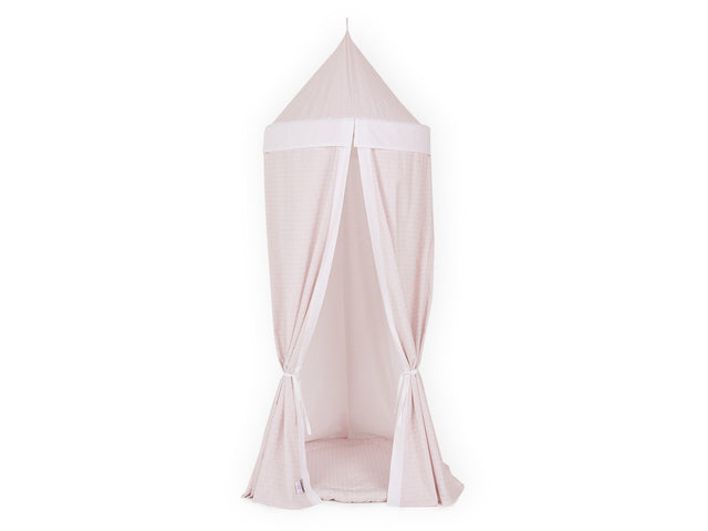 Hængende telt hvidt fjermønster på pink