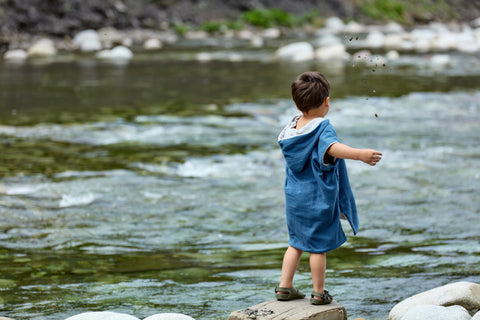 Badeponcho Musselin blau