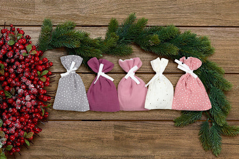 Adventskalender muslin pink lilla hvid grå